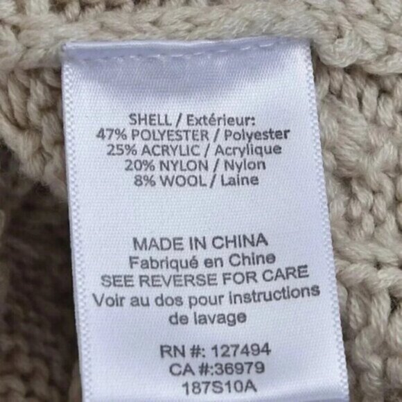 Heartloom Sweater Cable Knit  Braided Cream Oatmeal Oversit Small - Picture 5 of 12